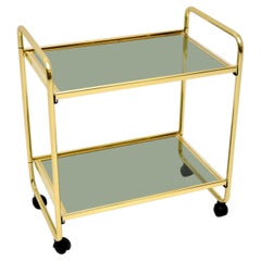 Vintage 1970s Italian Brass Folding Drinks Trolley MB Italia