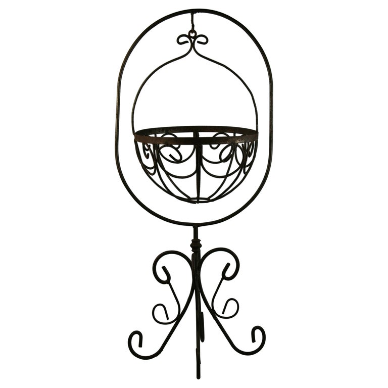 Garden Swinging Basket Metal Plant Stand For Sale at 1stDibs