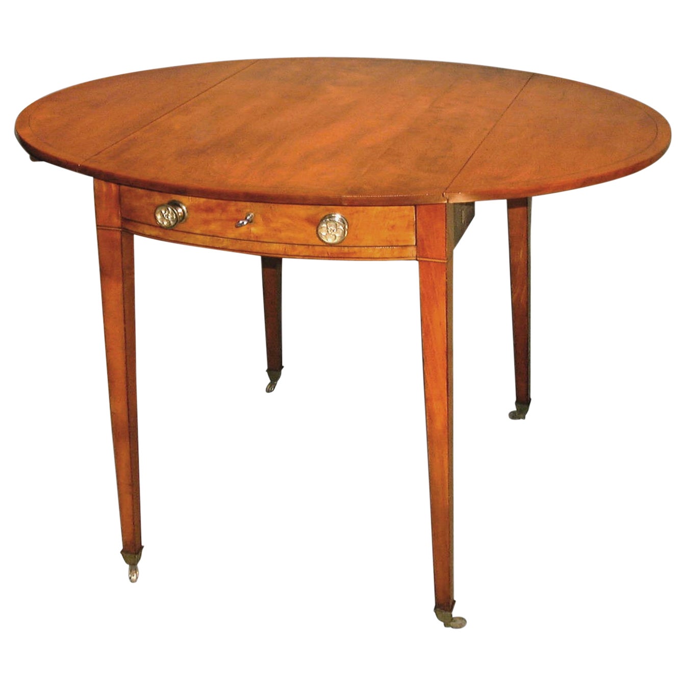 18th Century Sheraton Solid Satinwood Oval Pembroke Table For Sale