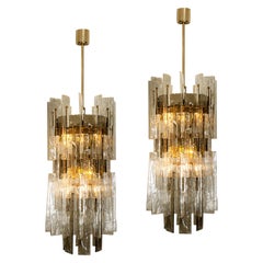 Exceptional Pair of Carlo Nason Chandeliers for Mazzega, 1970s