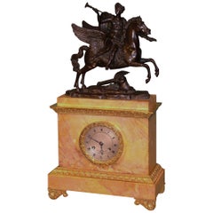 19th Century French Bronze, Ormolu and Sienna Marble Mantel Clock