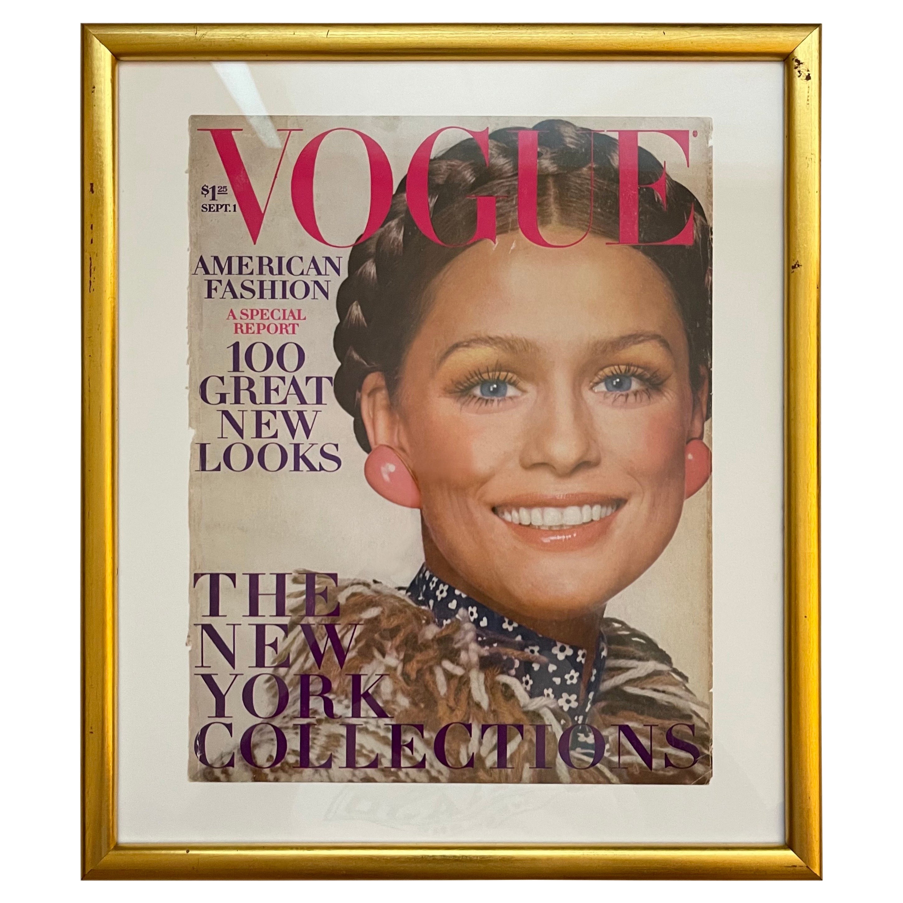Vogue Magazine septembre 1970 encadré Lauren Hutton