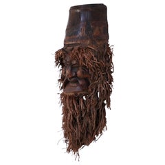 Chinese Carved Bamboo Root Face Wall Hanging