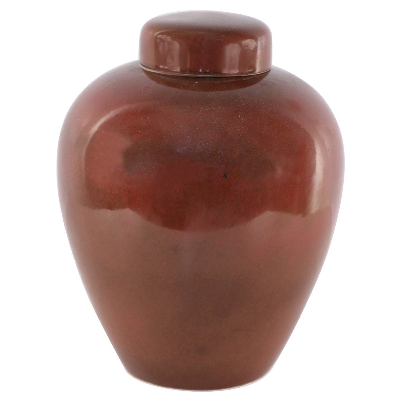 Chinese Maroon and Umber Lidded Porcelain Ginger Jar