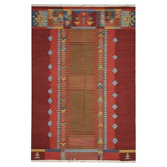 Moderner moderner traditioneller Kelim-Teppich aus roter Kilims-Wolle mit flachgewebtem Kelim-Teppich
