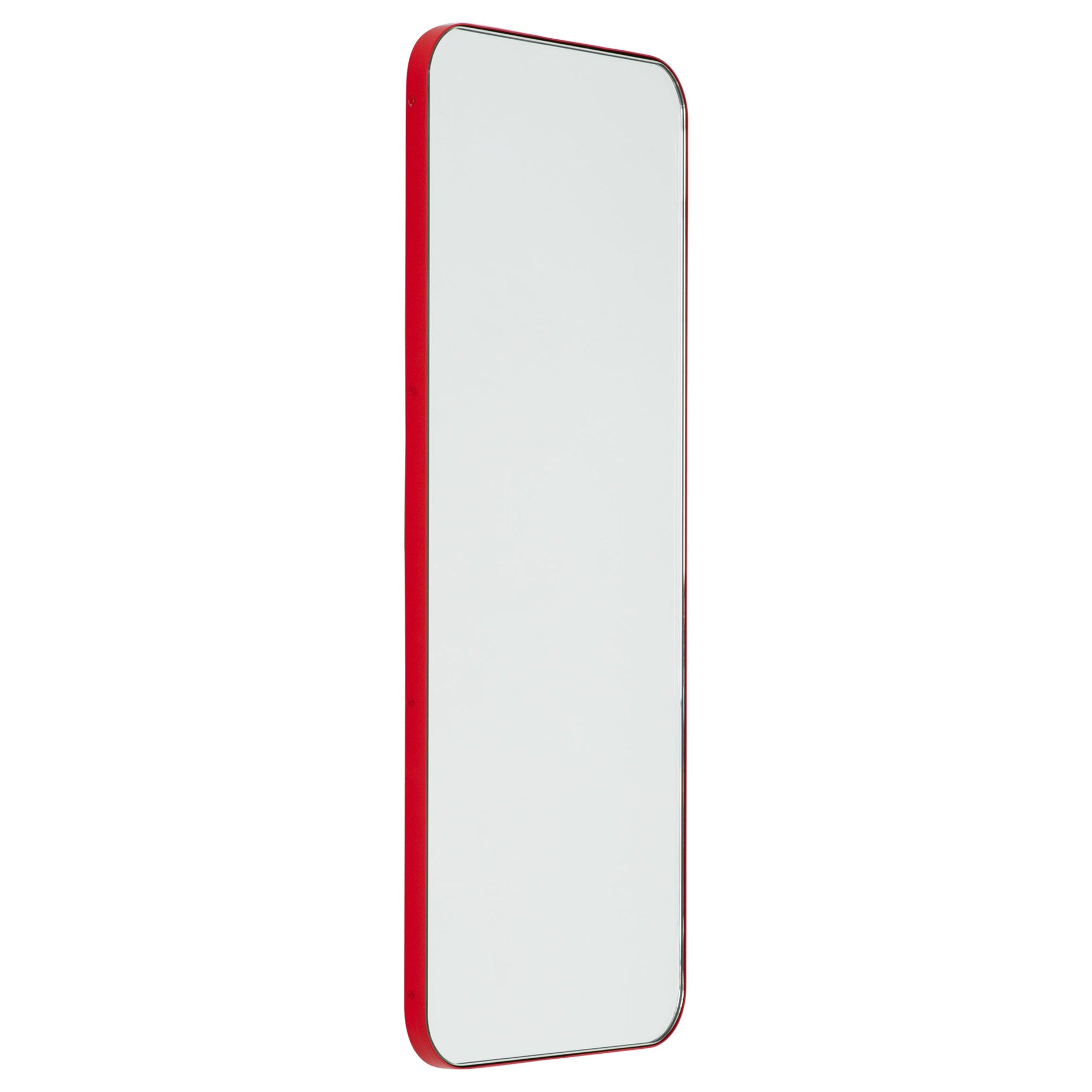 Miroir rectangulaire minimaliste avec un cadre rouge moderne de la collection Quadris, moyen en vente