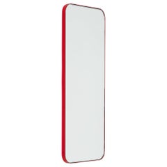 Quadris Rectangular Minimalist Mirror with a Modern Red Frame, Medium
