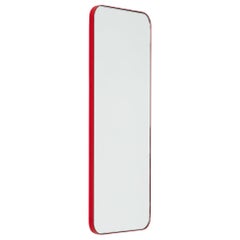 Quadris Rectangular Bespoke Mirror with a Modern Red Frame, Large
