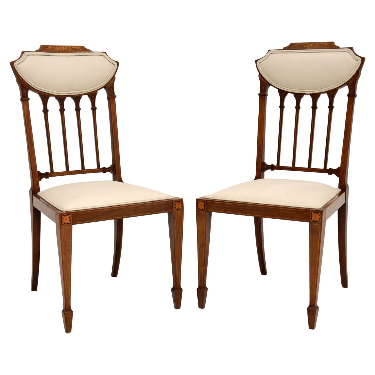 Edwardian Salon Chairs Upholstered in Vintage African Fabric at 1stDibs