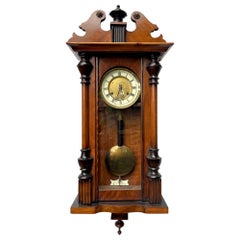 Antique Victorian Walnut Vienna Wall Clock