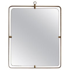 Fontana Arte 'Attribution', Modernist Mirror, Brass, Mirror Glass, Italy, 1950s