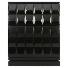 Belgian Brutalist Graphical Black Highboard, 1970s