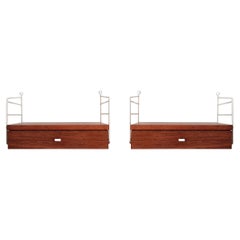 Set of 2 Small Teak Wall Units with Drawer by Nisse Strinning for String, Sweden