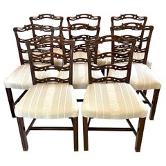 Antique Set of Eight Quality 19th Century Mahogany Ladder Back Chairs