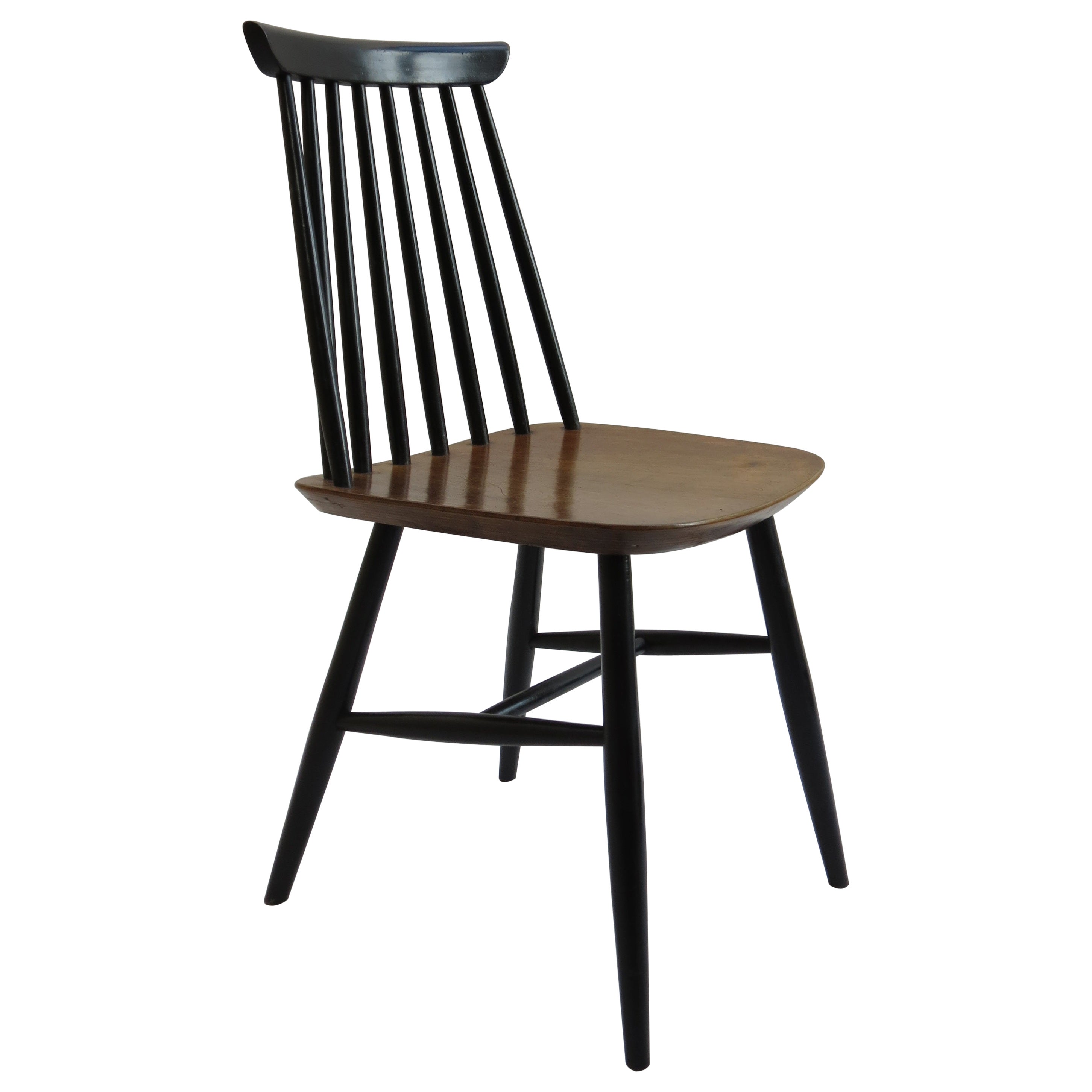 The 1950s Black and Walnut Dining Chair in the Style of Imari Tapiovaara