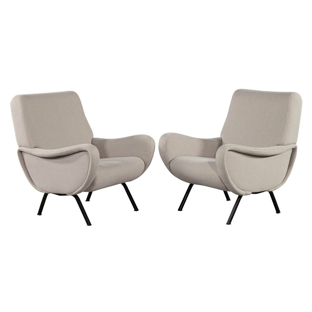 Pair of Vintage Italian Lounge Chairs in the Style of Zanuso