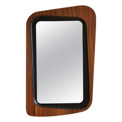 Glas & Trä, Rare Wall Mirror Rosewood Black-Painted Wood Hovmantorp Sweden 1950s