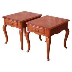 Ethan Allen French Provincial Louis XV Maple Nightstands or End Tables, Pair