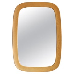 Fröseke, AB Nybrofabriken, Large Wall Mirror, Solid Oak, Crystal Glass, 1960s