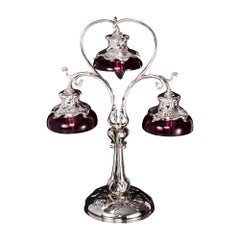 Rare Art Nouveau Silver Table Lamp