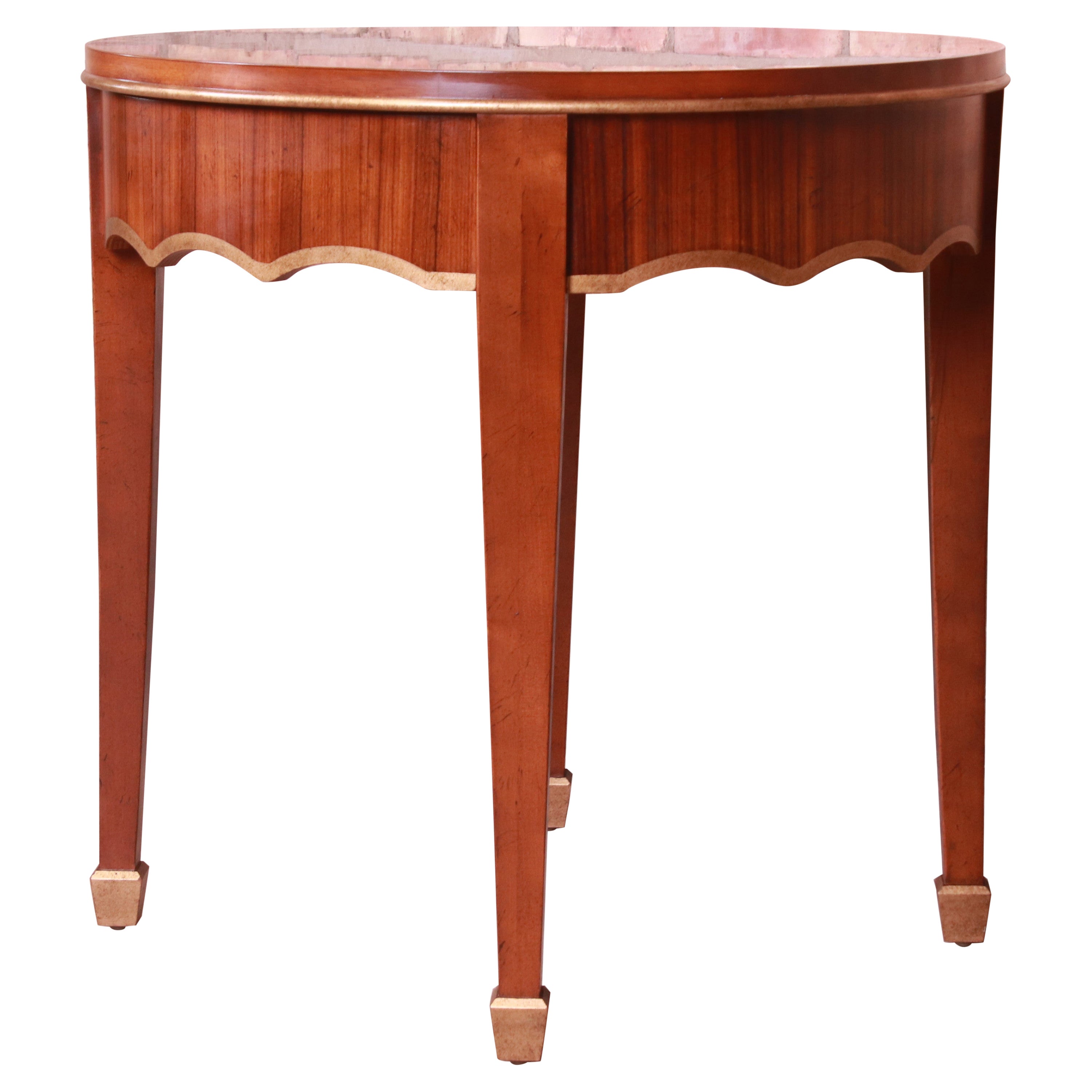 Baker Furniture French Regency Louis XVI Walnut and Parcel Gilt Tea Table
