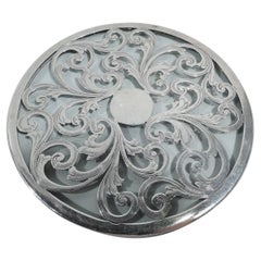 American Art Nouveau Silver Overlay Trivet by The Merrill Shops