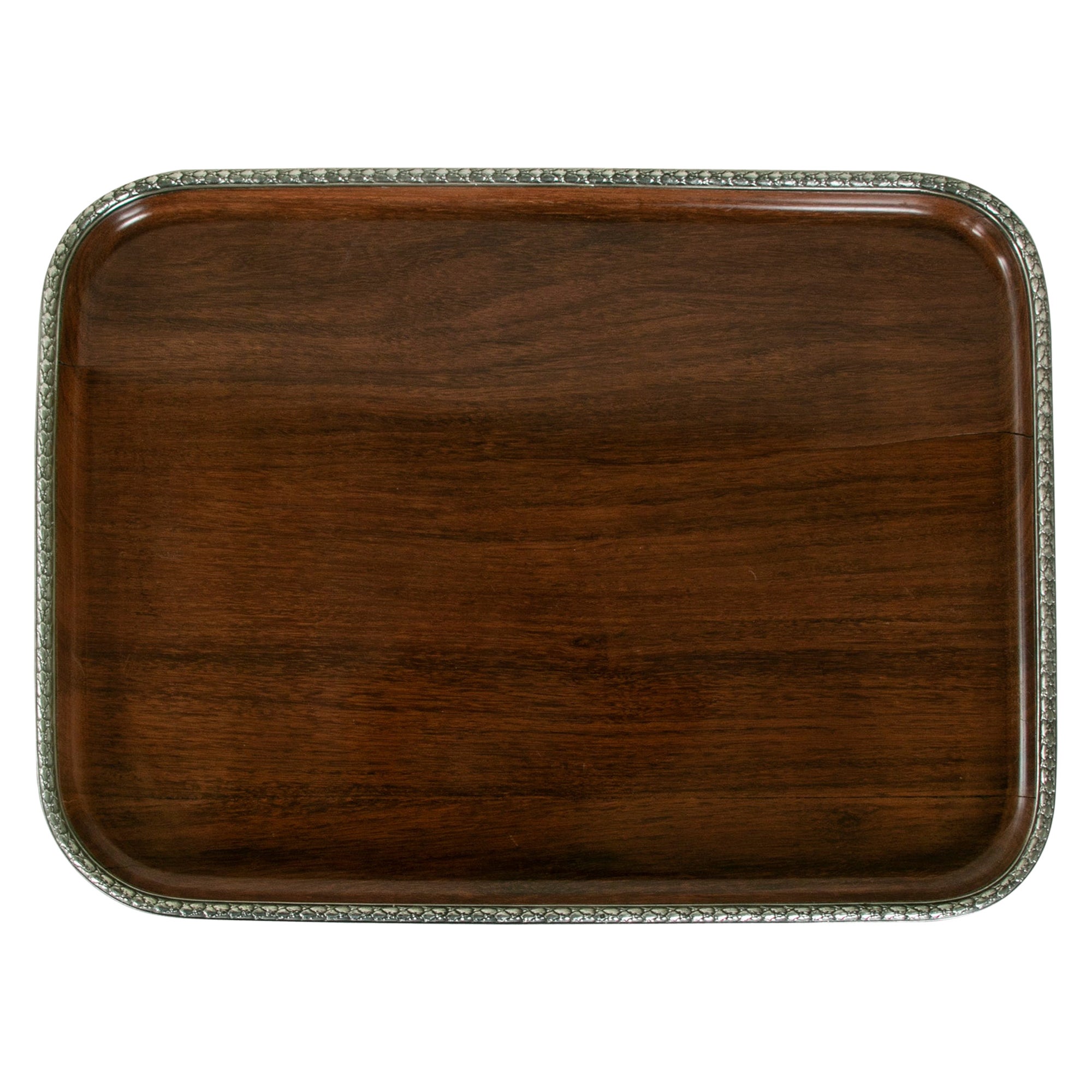 Mid-19th Century French Napoleon III Period Rosewood and Silver Serving Tray