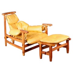 Jangada Jacaranda Lounge Chair, Ottoman, Jean Gillon Italma Wood Art Brazil 1968
