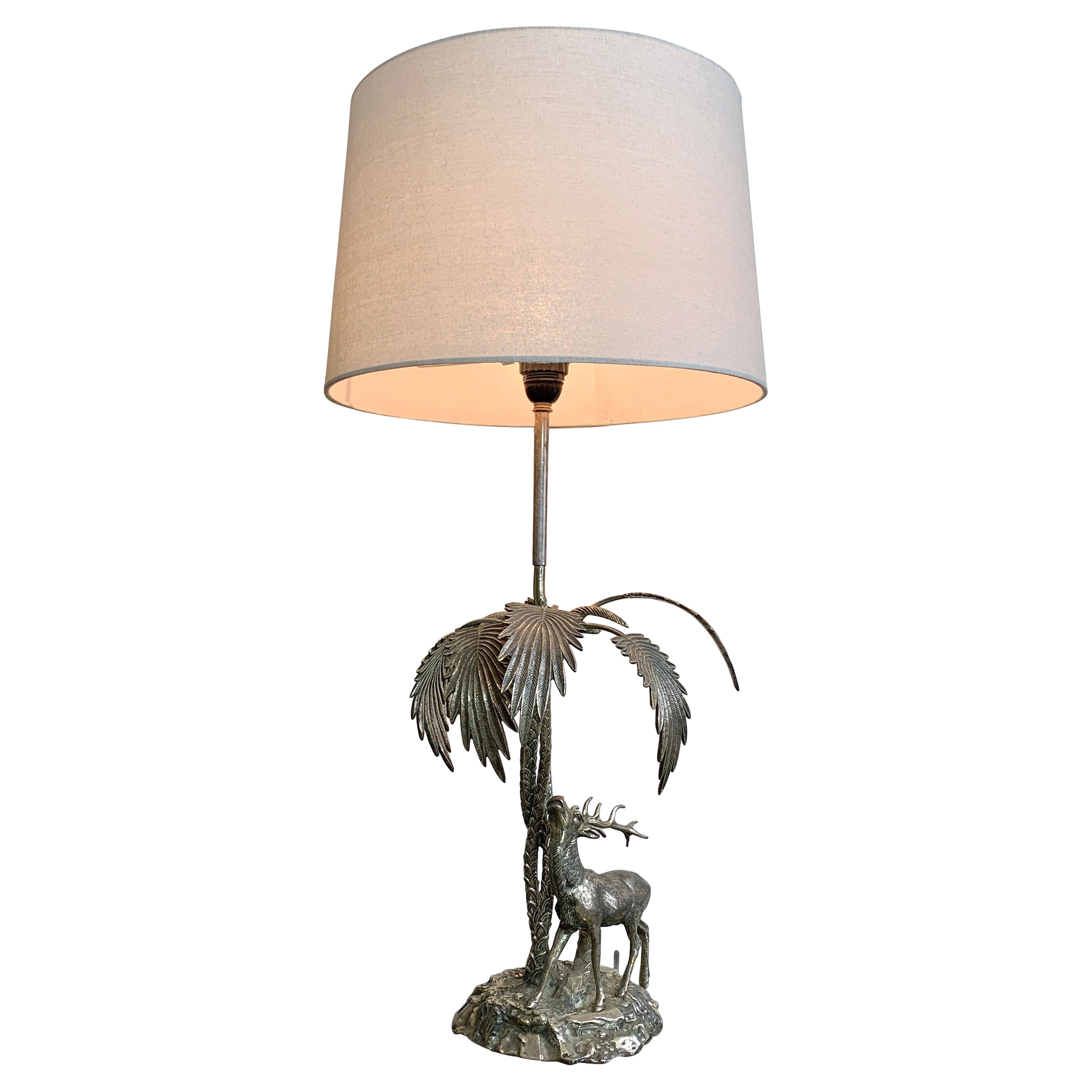 Valenti Stag Silver Table Lamp, 1970's