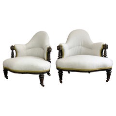 Pair of Victorian Corner Chairs with Brass Detailing