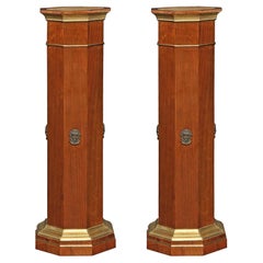 Pair of French 19th Century Neoclassical Style Walnut Octagonal Pedestals