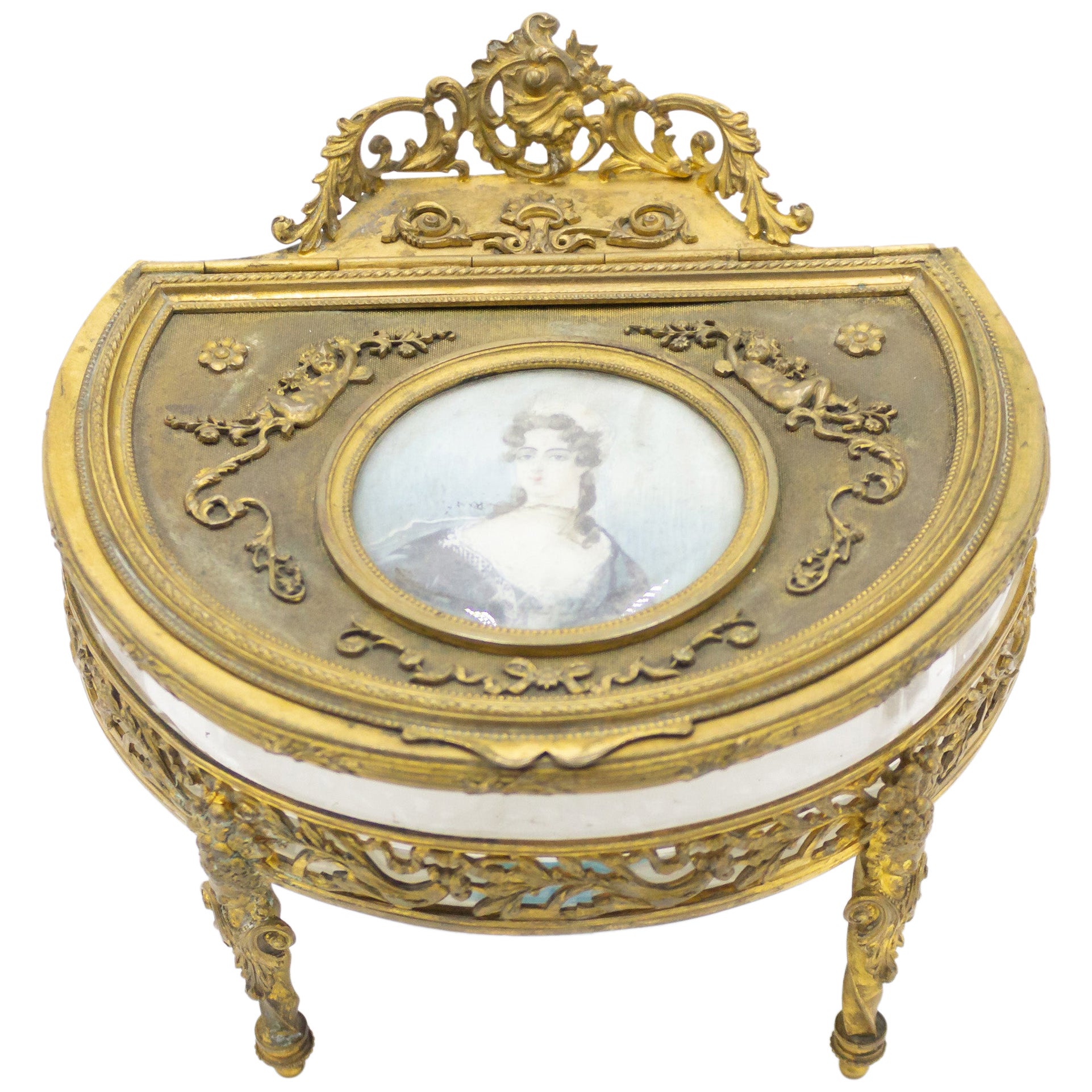 French Victorian Bronze Portrait Box For Sale