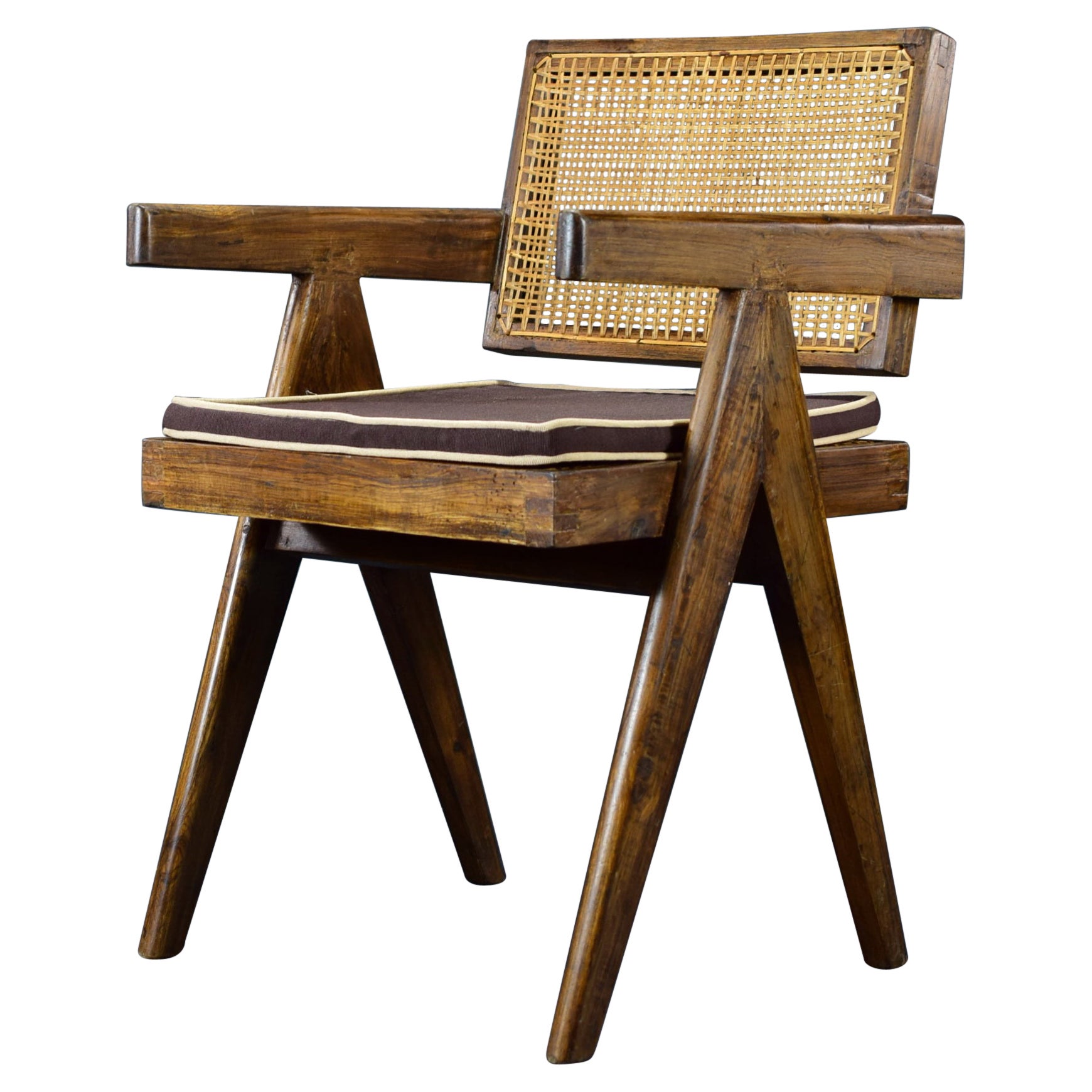Pierre Jeanneret Office Cane Chair PJSI28A 'Authentic' at 1stDibs