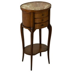 Late 19th Century French Louis XV Style Walnut Side Table with Marble Top