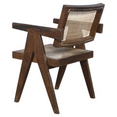 Pierre Jeanneret Office Cane Chair with letters  Authentic Mid-Century Modern