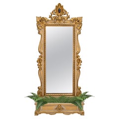 Italian 19th Century Baroque St. Mirror with Planter