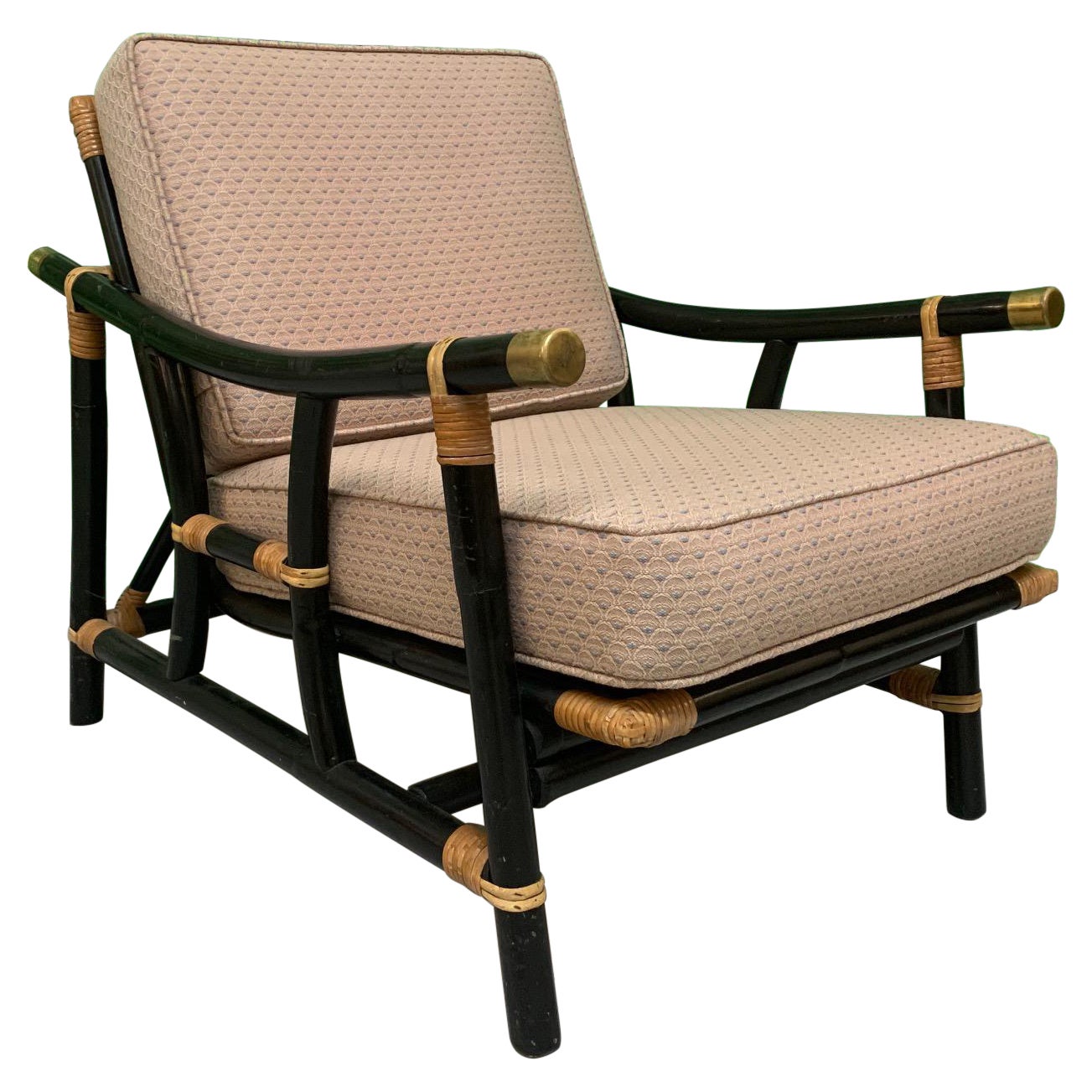 Black and Tan Rattan Lounge Chair