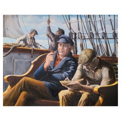 Nautical Painting of Sailors on Ship