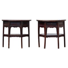 Most Attractive Pair of 18th Century Chinese Demi-Lune Tables