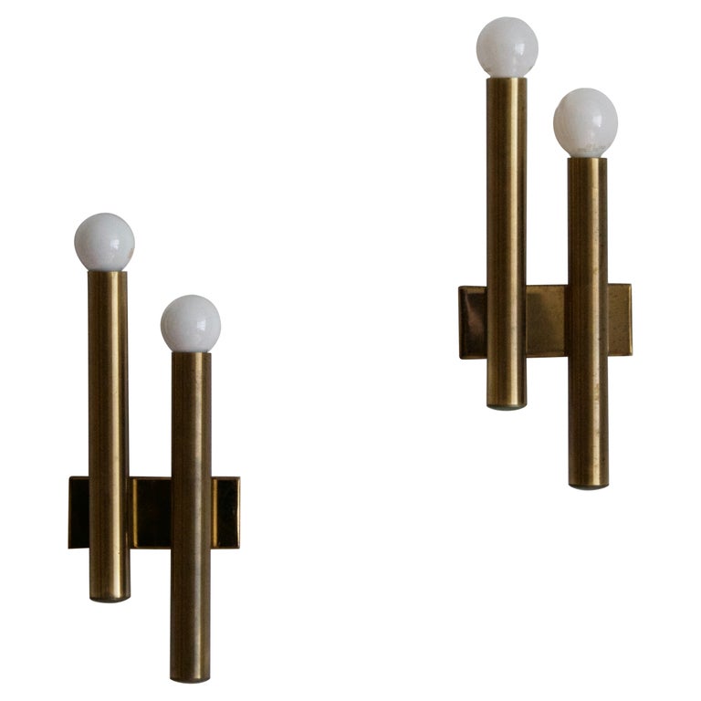 Candle, Wall Lights / Sconces, Brass, Italy, 1960s For Sale