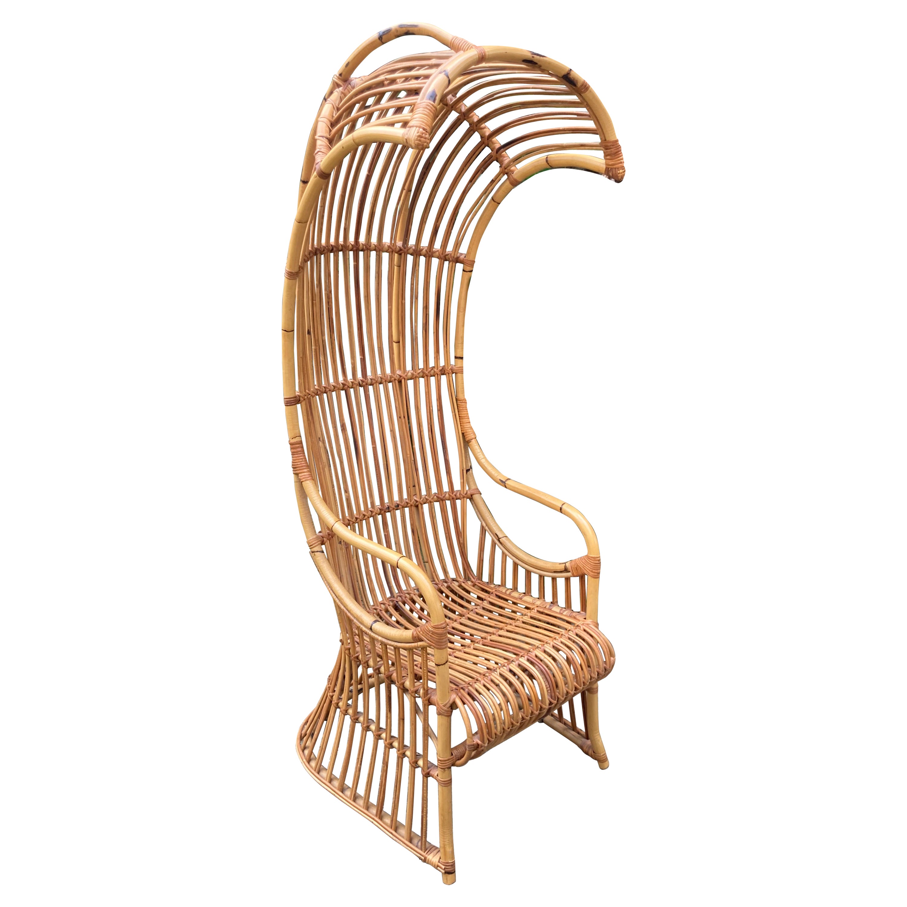 Rattan and Bamboo Porter's Chair For Sale