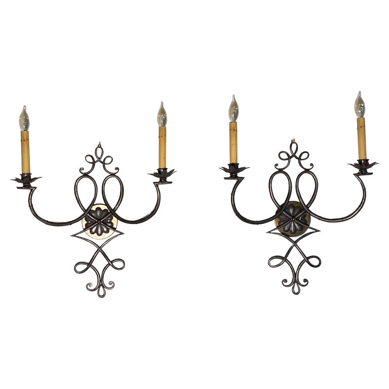Paire d'appliques murales vintage de style 1930 - 40 | Lignes croisées
