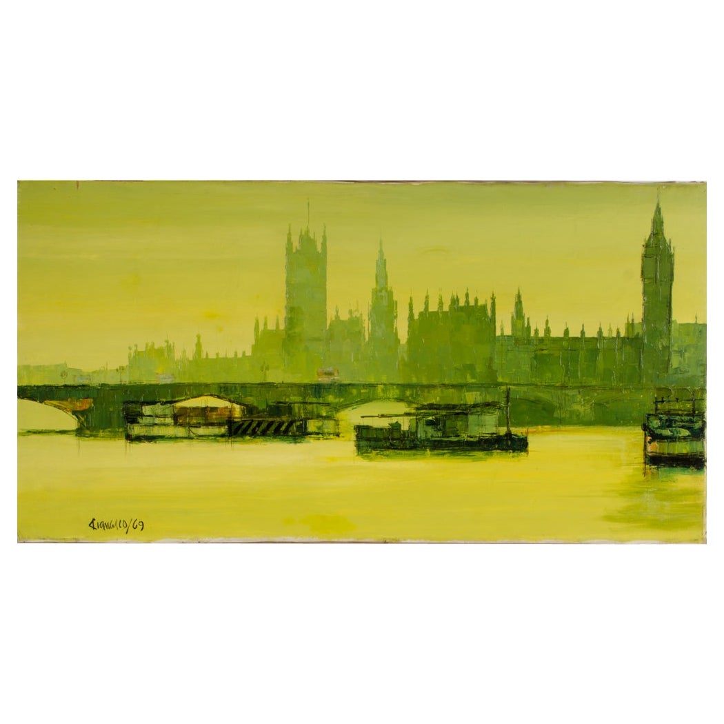 Green Sunset on the Thames For Sale