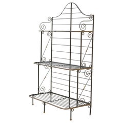 Vintage French Iron and Brass Country Provincial 3 Tier Bakers Rack Stand