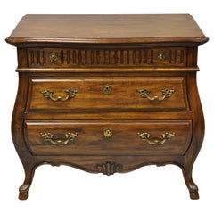 Vintage Drexel Grand Villa 3 Drawer Oak Bombe Commode Chest Nightstand Dresser