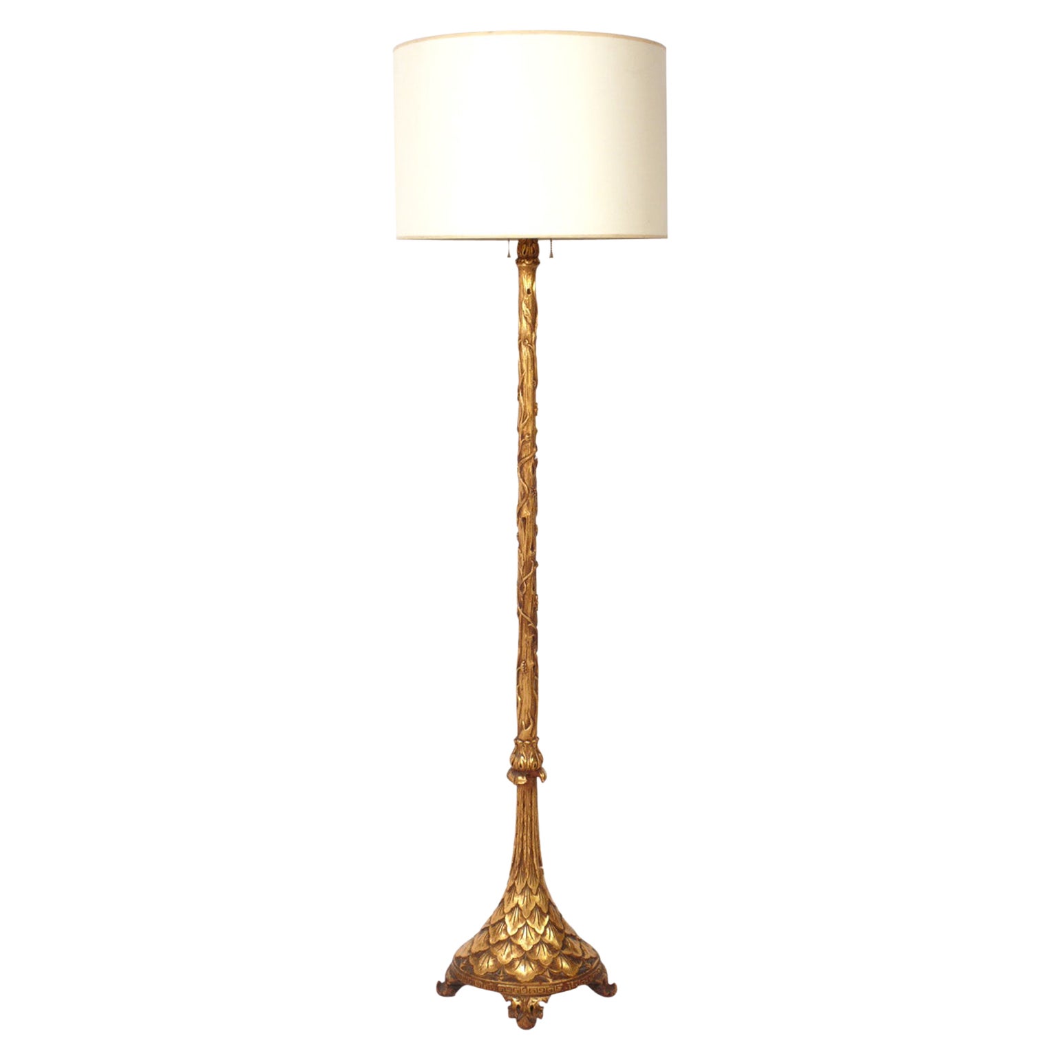 Glamorous Gilt Wood Floor Lamp circa 1930s