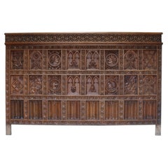 English Carved Oak Antique Wall Panelling