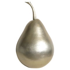 Contemporary Repoussé White Bronze Pear Sculpture by Robert Kuo, Limited Edition