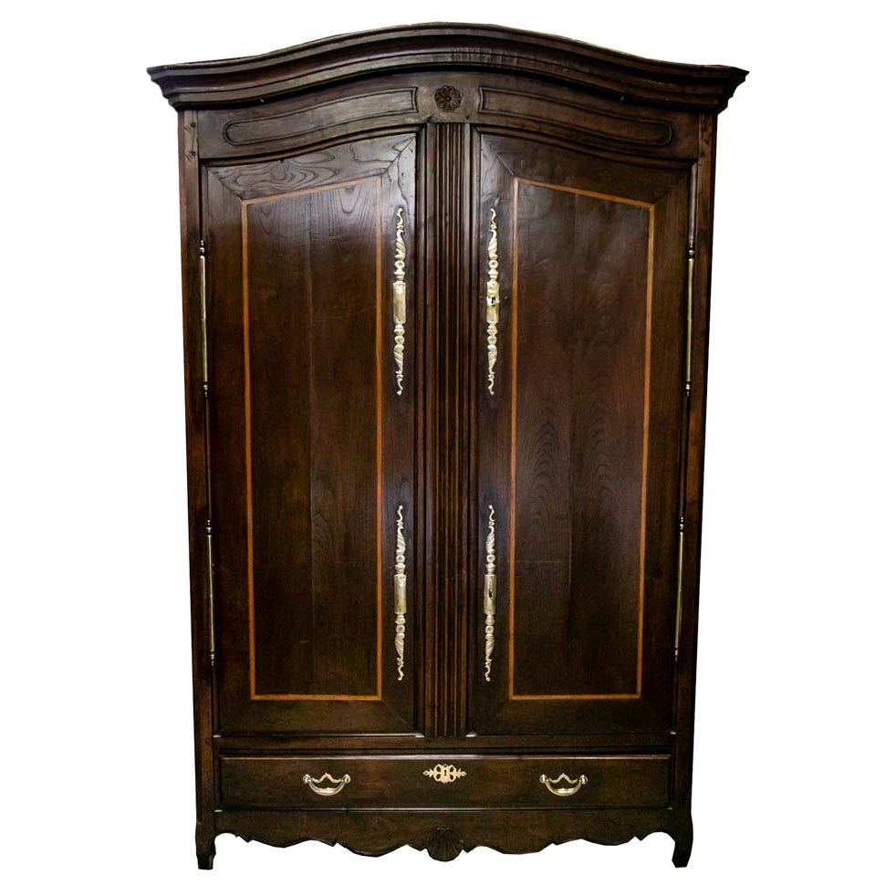 French Inlaid Walnut Armoire 