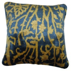 Blue Gold Indian Agra Rug Pillow